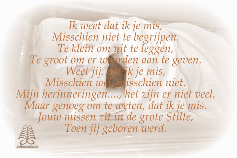 Aya Memoriam Foundation - Gedichtje Ik mis je